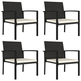 Berkfield Garden Dining Chairs 4 pcs Poly Rattan Black
