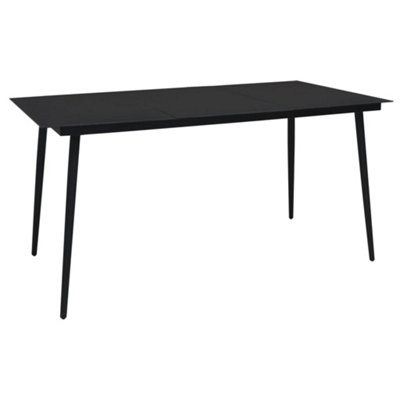Berkfield Garden Dining Table Black 190x90x74 cm Steel and Glass | DIY ...