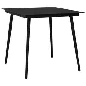 Berkfield Garden Dining Table Black 80x80x74 cm Steel and Glass