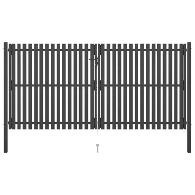 Berkfield Garden Fence Gate Steel 4x2.25 m Anthracite DIY at B&Q