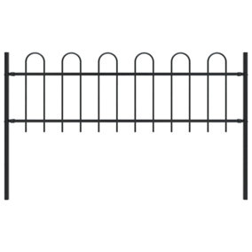 Berkfield Garden Fence with Hoop Top Steel 1.7 m Black