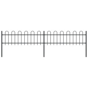 Berkfield Garden Fence with Hoop Top Steel 3.4x0.6 m Black