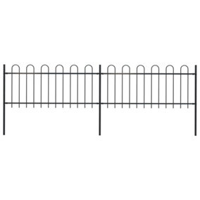 Berkfield Garden Fence with Hoop Top Steel 3.4x0.8 m Black