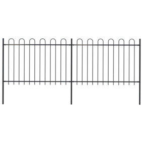 Berkfield Garden Fence with Hoop Top Steel 3.4x1.2 m Black