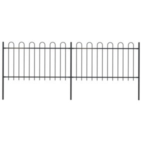 Berkfield Garden Fence with Hoop Top Steel 3.4x1 m Black