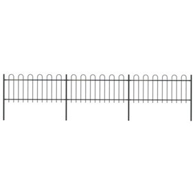 Berkfield Garden Fence with Hoop Top Steel 5.1x0.8 m Black