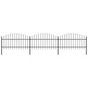 Berkfield Garden Fence with Spear Top Steel (1-1.25)x5.1 m Black