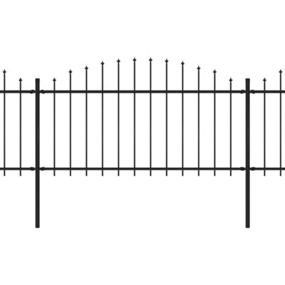 Berkfield Garden Fence with Spear Top Steel (1.25-1.5)x17 m Black