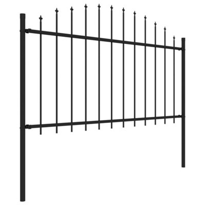 Berkfield Garden Fence with Spear Top Steel (1.25-1.5)x17 m Black