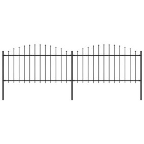Berkfield Garden Fence with Spear Top Steel (1.25-1.5)x3.4 m Black