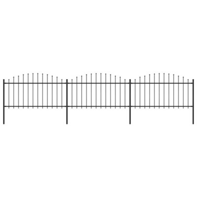 Buy Berkfield Garden Fence with Spear Top Steel (1.25-1.5)x5.1 m Black ...