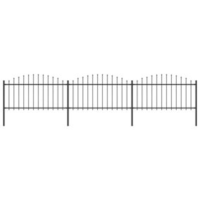 Berkfield Garden Fence with Spear Top Steel (1.25-1.5)x5.1 m Black