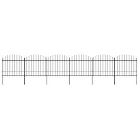 Berkfield Garden Fence with Spear Top Steel (1.5-1.75)x10.2 m Black