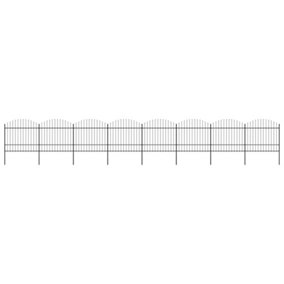Berkfield Garden Fence with Spear Top Steel (1.5-1.75)x13.6 m Black