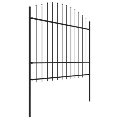 Berkfield Garden Fence with Spear Top Steel (1.5-1.75)x17 m Black