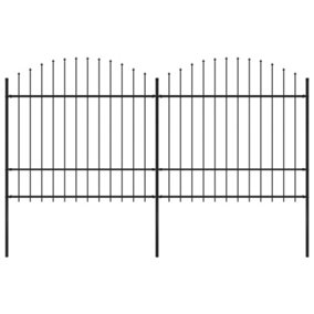 Berkfield Garden Fence with Spear Top Steel (1.5-1.75)x3.4 m Black