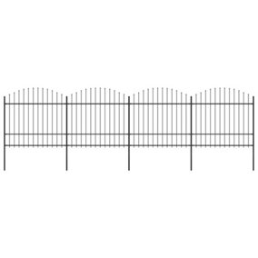 Berkfield Garden Fence with Spear Top Steel (1.5-1.75)x6.8 m Black