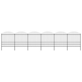 Berkfield Garden Fence with Spear Top Steel (1.75-2)x10.2 m Black