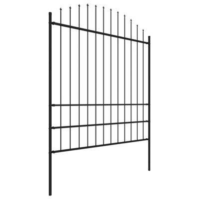 Berkfield Garden Fence with Spear Top Steel (1.75-2)x11.9 m Black