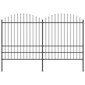 Berkfield Garden Fence with Spear Top Steel (1.75-2)x3.4 m Black