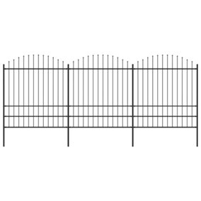 Berkfield Garden Fence with Spear Top Steel (1.75-2)x5.1 m Black