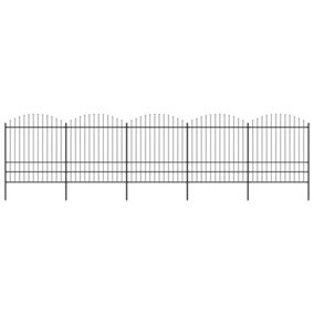Berkfield Garden Fence with Spear Top Steel (1.75-2)x8.5 m Black