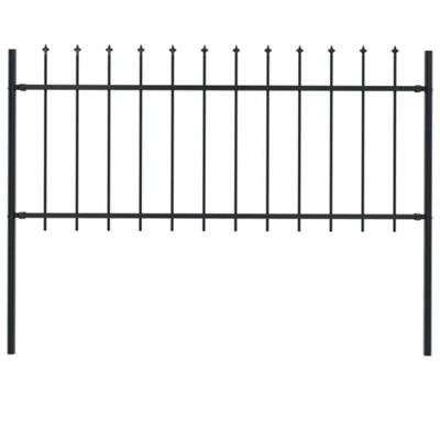 Berkfield Garden Fence with Spear Top Steel 1.7x0.8 m Black