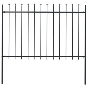 Berkfield Garden Fence with Spear Top Steel 1.7x1.2 m Black
