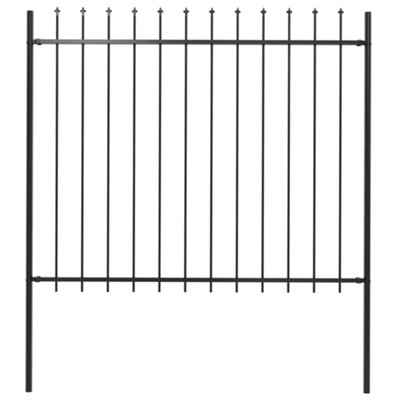 Berkfield Garden Fence with Spear Top Steel 1.7x1.5 m Black