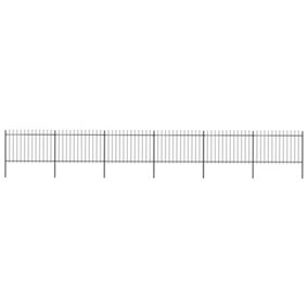Berkfield Garden Fence with Spear Top Steel 10.2x1.2 m Black