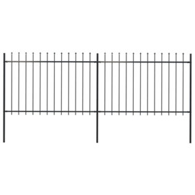 Berkfield Garden Fence with Spear Top Steel 3.4x1.2 m Black