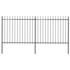 Berkfield Garden Fence with Spear Top Steel 3.4x1.5 m Black