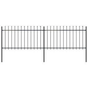 Berkfield Garden Fence with Spear Top Steel 3.4x1 m Black