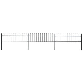 Berkfield Garden Fence with Spear Top Steel 5.1x0.6 m Black