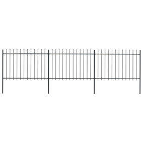 Berkfield Garden Fence with Spear Top Steel 5.1x1.2 m Black