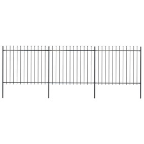 Berkfield Garden Fence with Spear Top Steel 5.1x1.5 m Black
