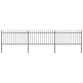 Berkfield Garden Fence with Spear Top Steel 5.1x1 m Black
