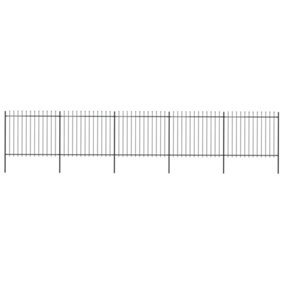 Berkfield Garden Fence with Spear Top Steel 8.5x1.5 m Black