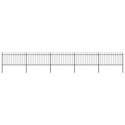 Berkfield Garden Fence with Spear Top Steel 8.5x1 m Black