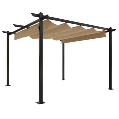 Berkfield Garden Gazebo with Retractable Roof 3x3 m Taupe