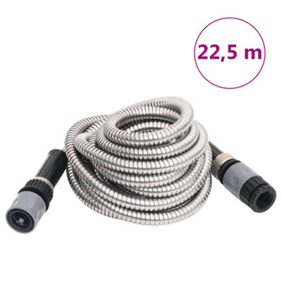 Berkfield Garden Hose with Spray Nozzle Silver 22.5 m Stainless Steel