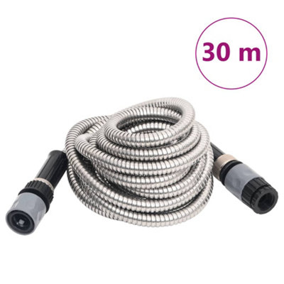 Berkfield Garden Hose with Spray Nozzle Silver 30 m Stainless Steel