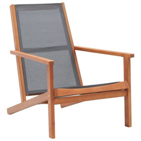 Berkfield Garden Lounge Chair Grey Solid Eucalyptus Wood and Textilene