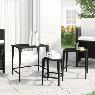 Berkfield Garden Nesting Tables 3 pcs Black Poly Rattan