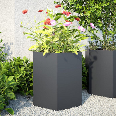 Berkfield Garden Planter 2 pcs Anthracite Hexagon 46x40x45 cm Steel