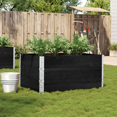 Berkfield Garden Planter Black 120x80 cm Solid Wood Pine