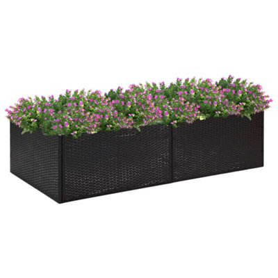 Berkfield Garden Planter Black 157x80x40 cm Poly Rattan | DIY at B&Q