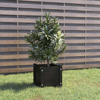 Berkfield Garden Planter Black 31x31x31 cm Solid Pinewood