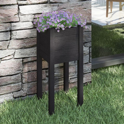 Berkfield Garden Planter Black 31x31x70 cm Solid Pinewood