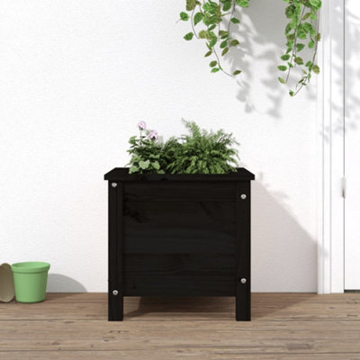 Berkfield Garden Planter Black 40x40x39 cm Solid Wood Pine